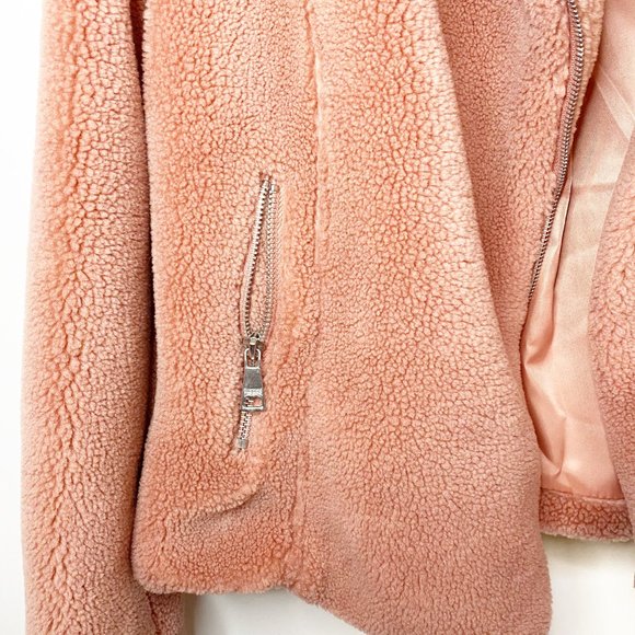 VIGOSS Blush Sherpa Faux Fur Moto Jacket M Medium - Picture 8 of 12